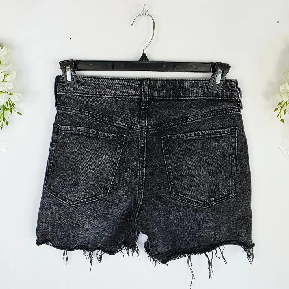 Old Navy O.G. Straight Shorts Size 4 Black Distressed High Rise Grunge Festival
